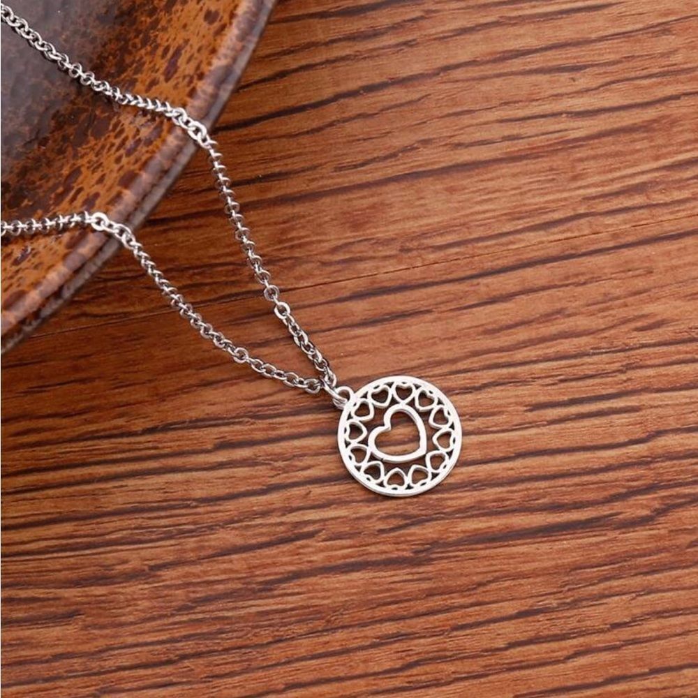 Heart Decor Round Charm Necklace